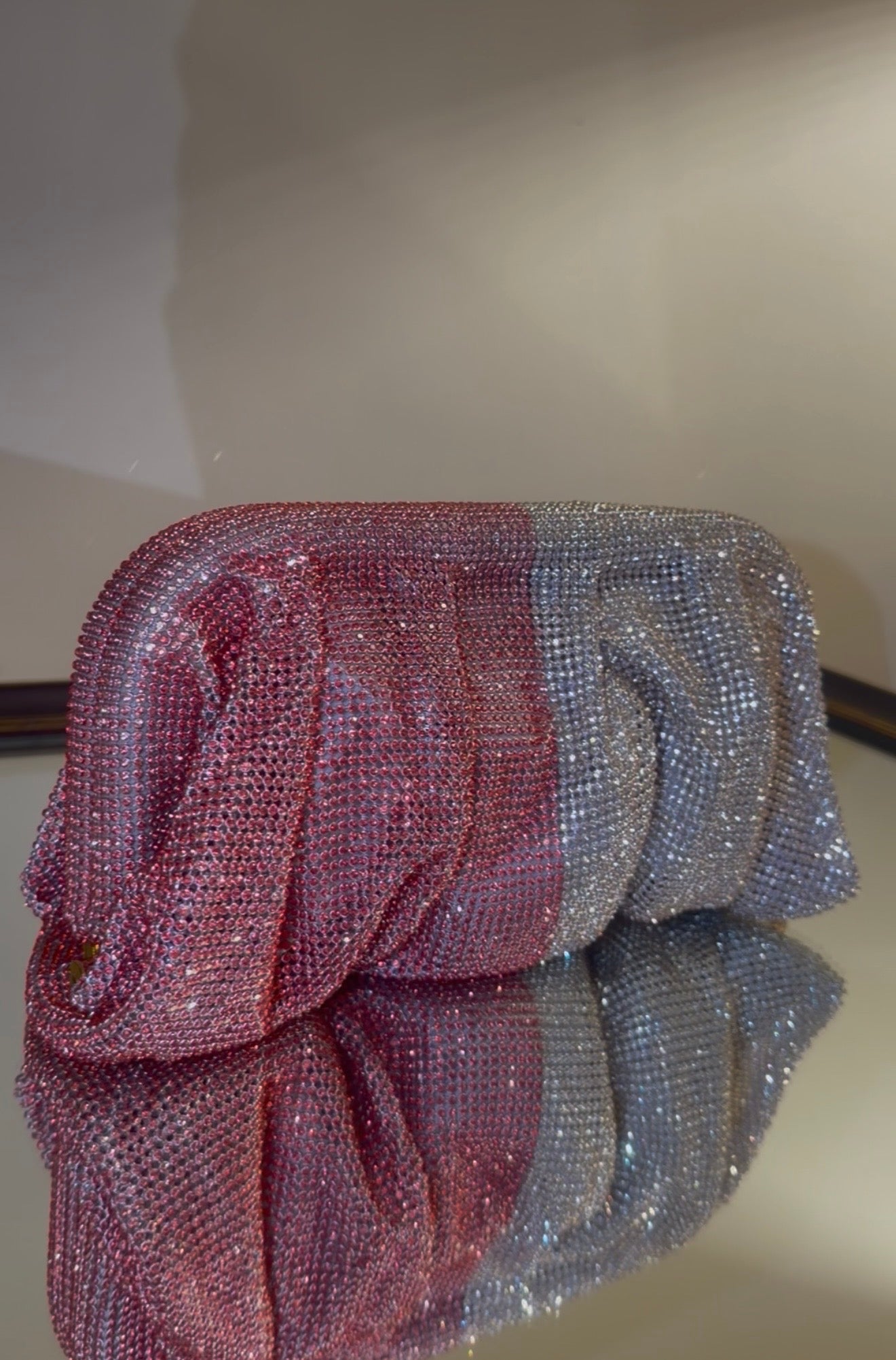 Two-Tone Rhinestone Clutch
