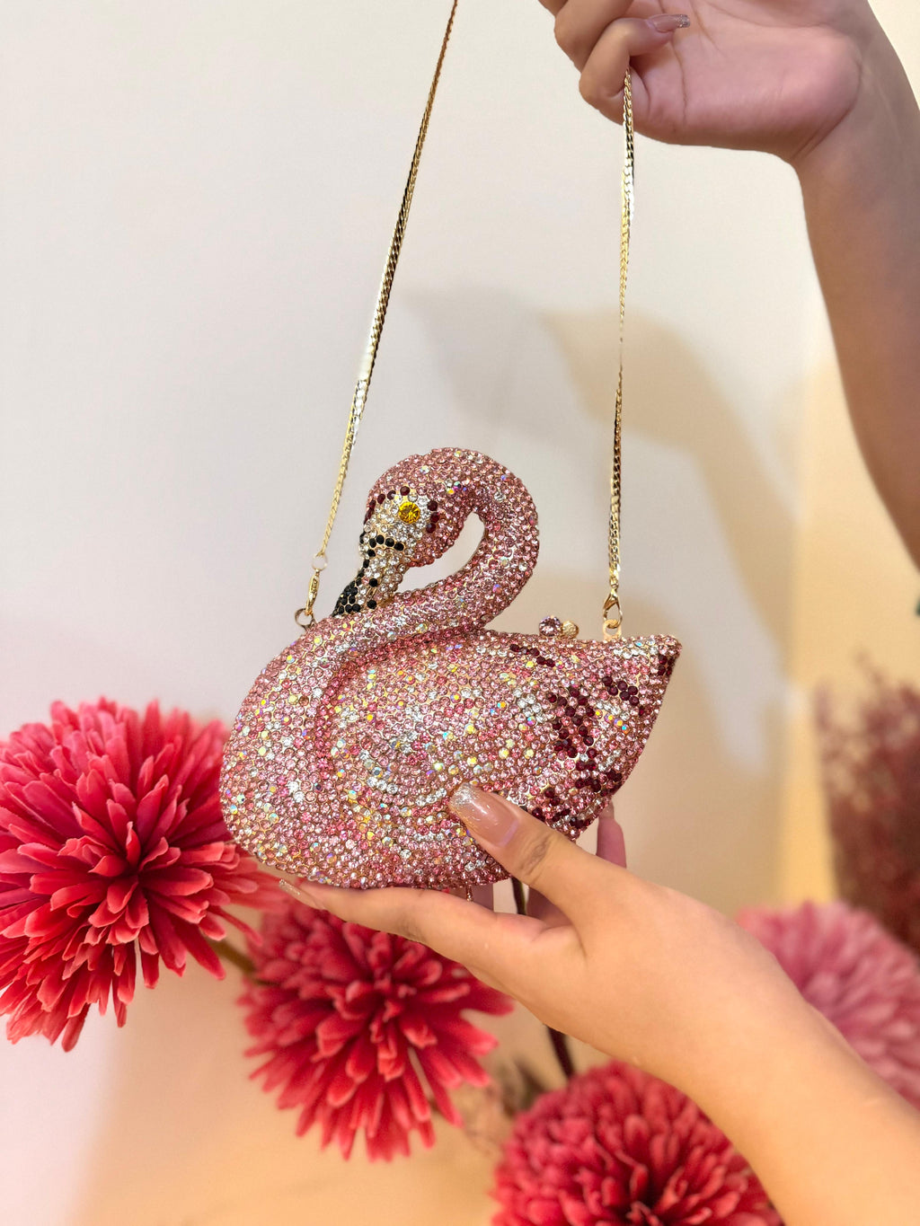 Pink Flamingo Crystal Clutch