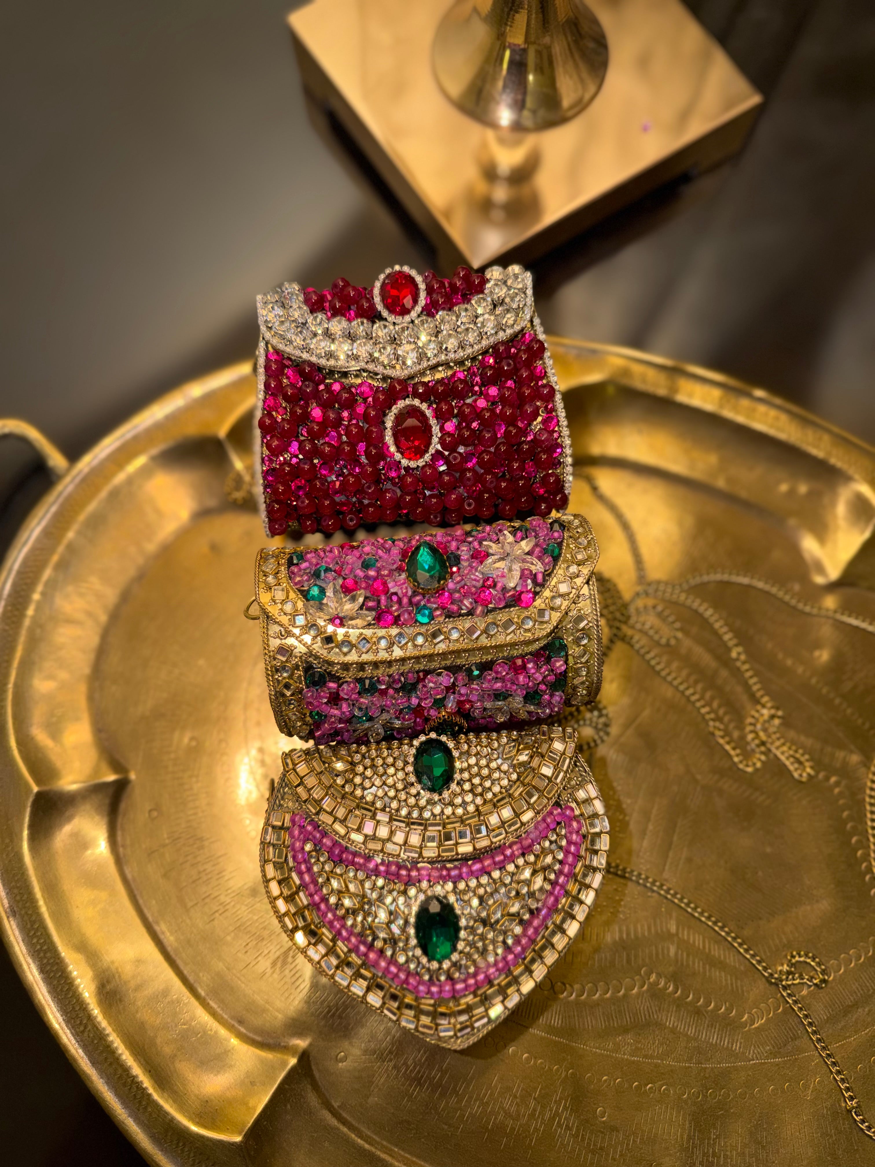 Rosé Bloom Kundan Clutch