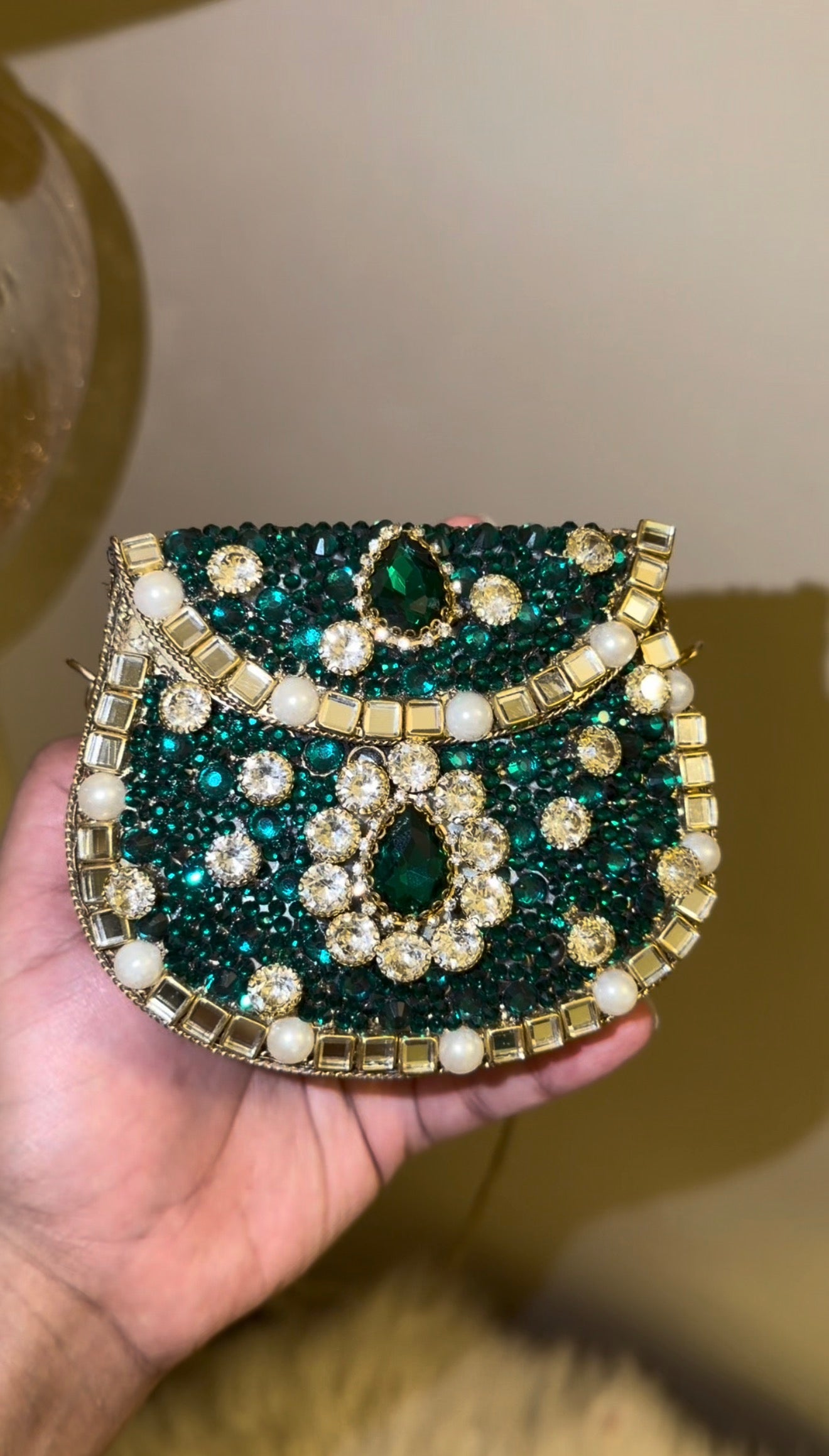 Emerald Royale Embellished Clutch