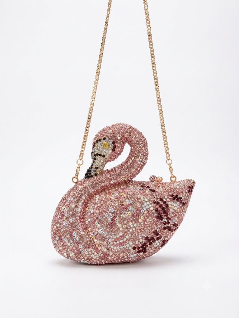 Pink Flamingo Crystal Clutch