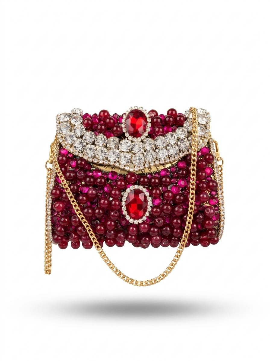 Ruby Royale Kundan Clutch