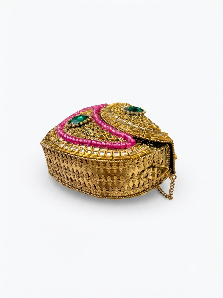 Emerald Aura Kundan Clutch