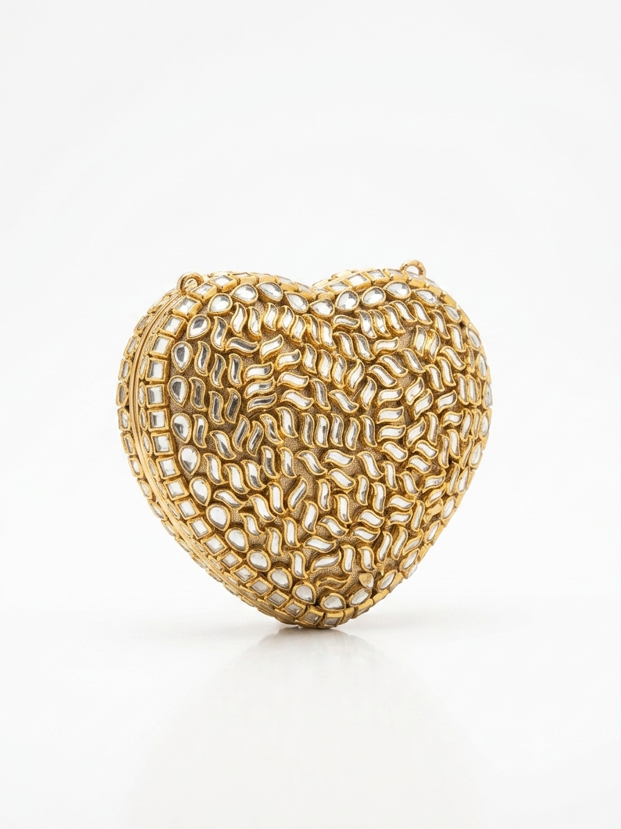 Mini Kundan Heart Clutch