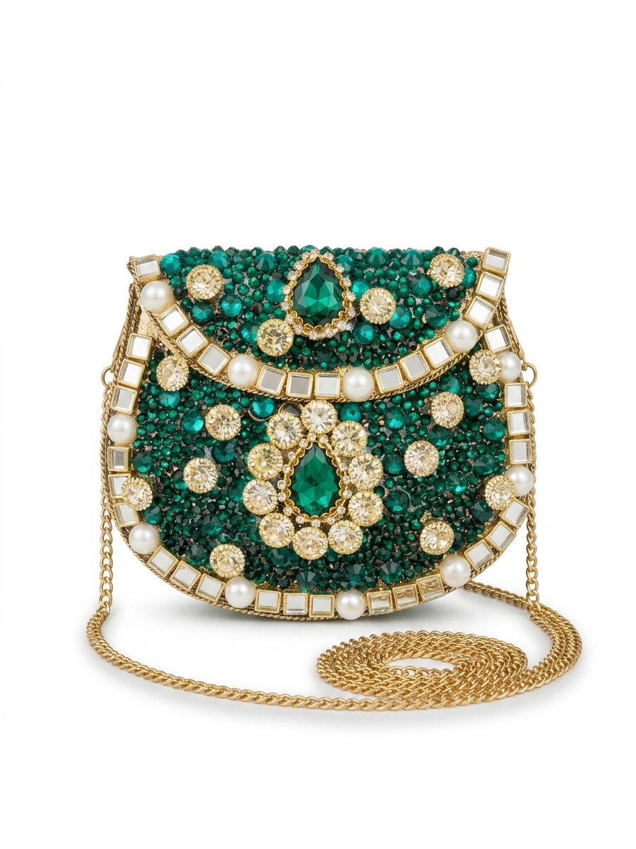 Emerald Royale Embellished Clutch
