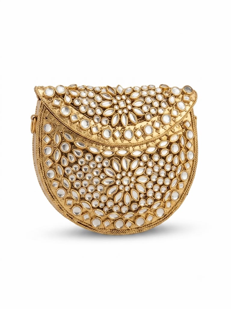 Elegant Kundan Embellished Clutch