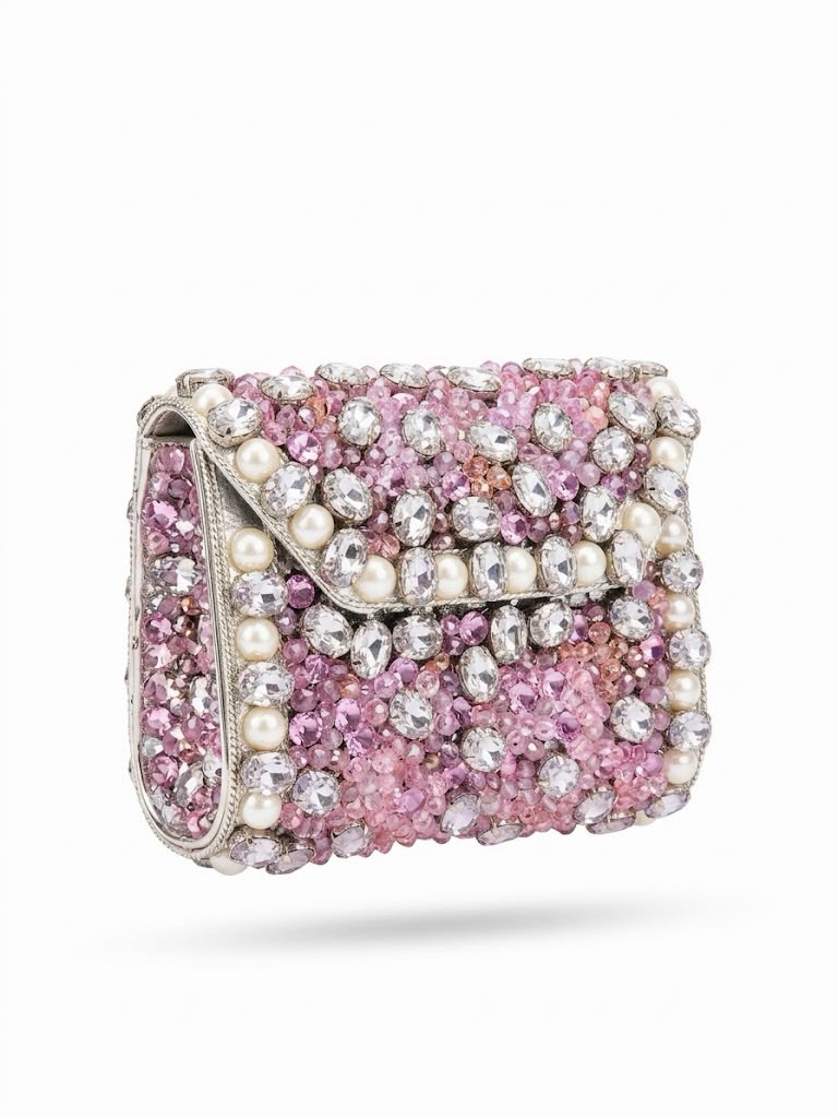 The Celestial Pearl & Pink Crystal Clutch